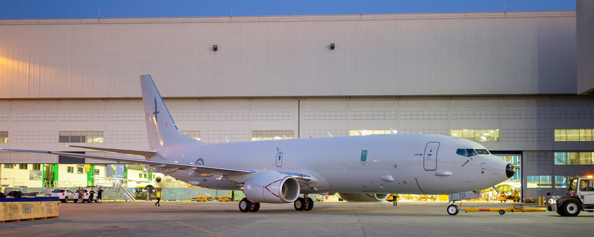 El primer P-8A, que operar la Real Fuerza Area de Nueva Zelanda. (foto Boeing)